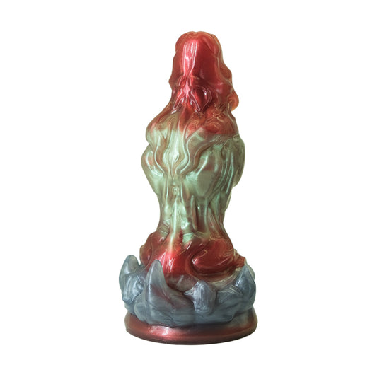 Stier-Dildo aus der Tierkreiszeichen-Serie – Jadegrün & Weinrot, Spiralrelief, Saugnapf & Drei Größen aus Platin-Silikon