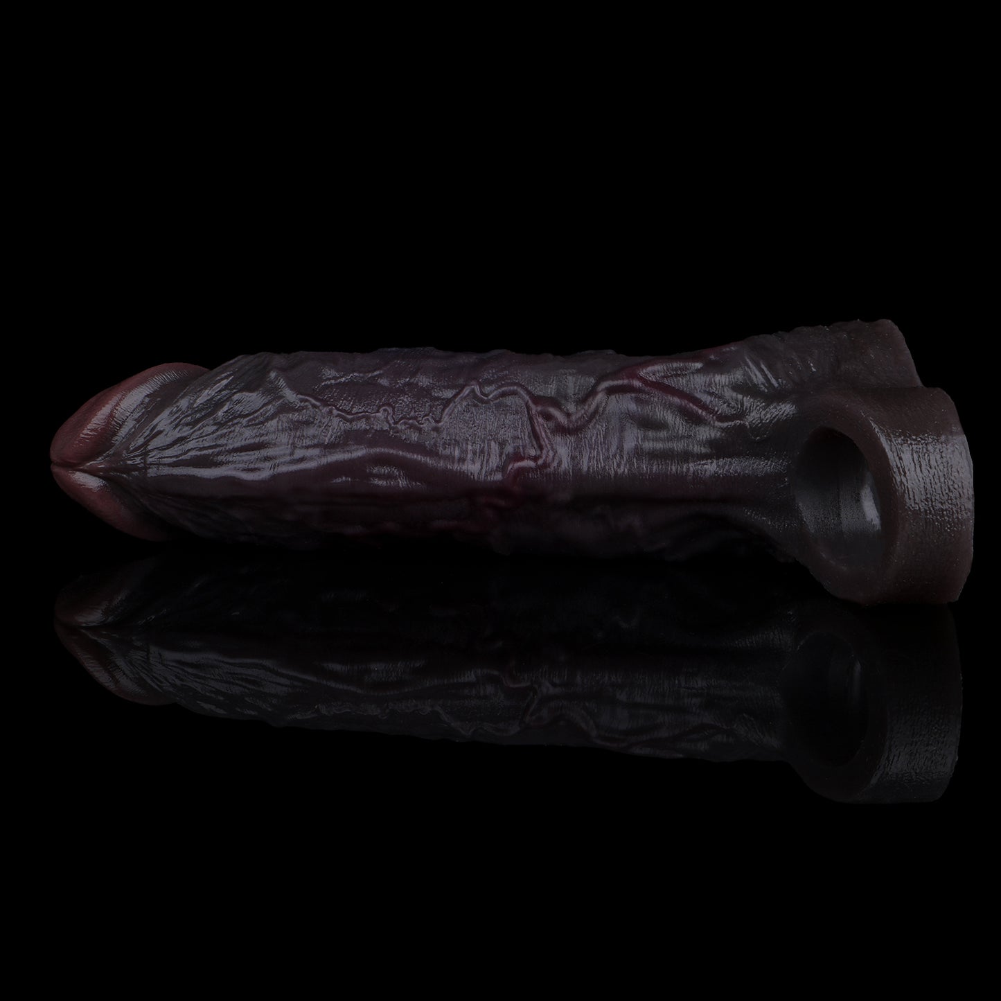 Matte Black & Industrial Penis Sleeve – Hollow BBC Sleeve with Dark Shadow Veins