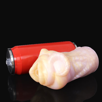 Widder Pocket Pussy mit Widderhörnern & Wolltextur – Cremeweiß-Rosarosa Perlmutt, Realistische Vulva & Platin-Silikon