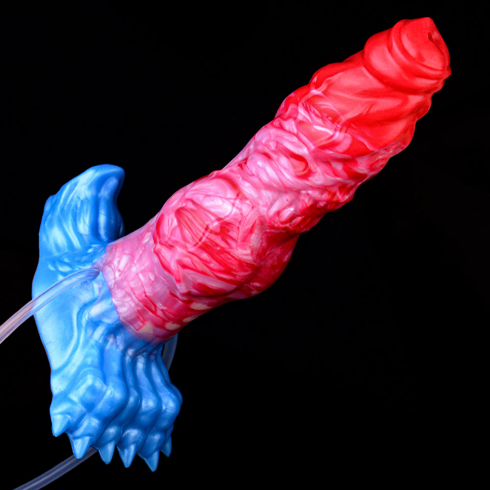 Feuerflammen Eisgletscher Fantasy Dildo - Aufblasbarer Knot Schuppentextur Injizierend for Kontrollierte Extremdehnung