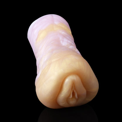 Stute Pocket Pussy mit Mähnenstruktur & Realistischer Vulva – Cremgelb-Rosarosa Perlmutt, Asymmetrischer Kanal & Platin-Silikon