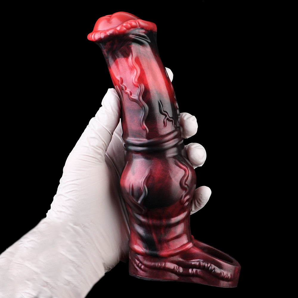 Penis Sleeve 20cm – Ball Knot Fetish Sleeve Ruby Red M/L/XL | SilikonLust