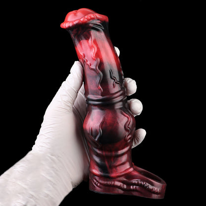 Penis Sleeve 20cm – Ball Knot Fetish Sleeve Ruby Red M/L/XL | SilikonLust