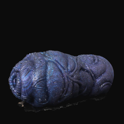 Stier-Vulva Pocket Pussy mit Spiraleingang & Organischer Lappenstruktur – Tiefes Kobaltblau-Violett, Körnige Textur & Platin-Silikon