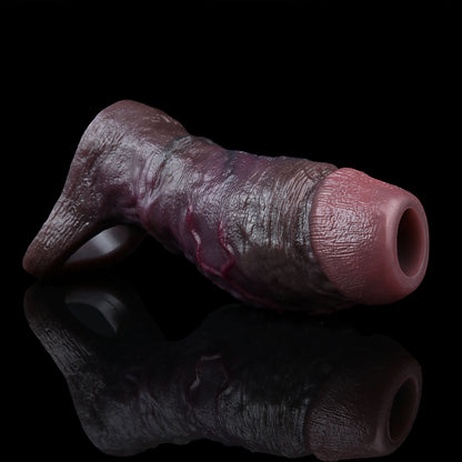 Ultra-Realistische Penishülle in Dunkel-Obsidian | Maximale Verdickung & Ausdauer mit Haltegurt