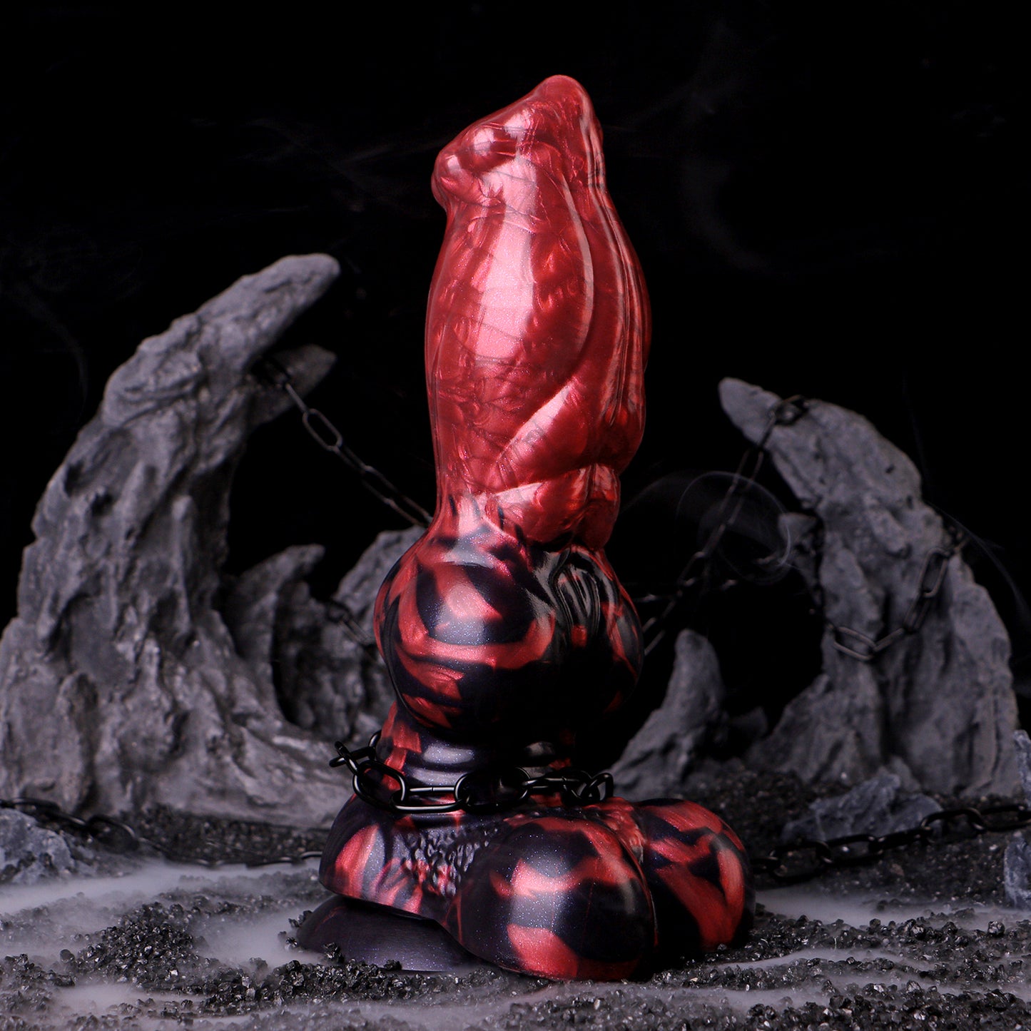 Canine Fantasy Dildo | Platinum Silicone Dog Anatomy Dildo mit Bulbus-Glandis-Expansionsknoten, Doppel-Anker-Sackkörper & Lava-Zweifarbguss – NNSX