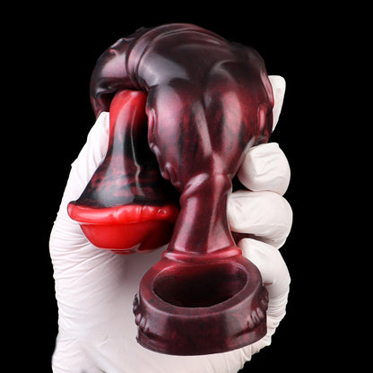 Penis Sleeve 20cm – Ball Knot Fetish Sleeve Ruby Red M/L/XL | SilikonLust