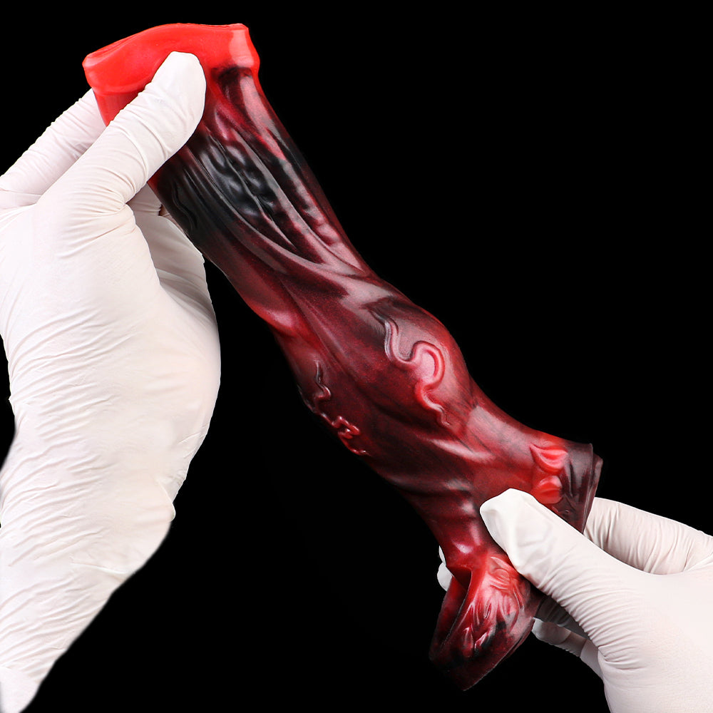 Alien-Biomechanical-Textured Penis Sleeve & Three-Point Fixation – Micropenis Sleeve in Lava Armor