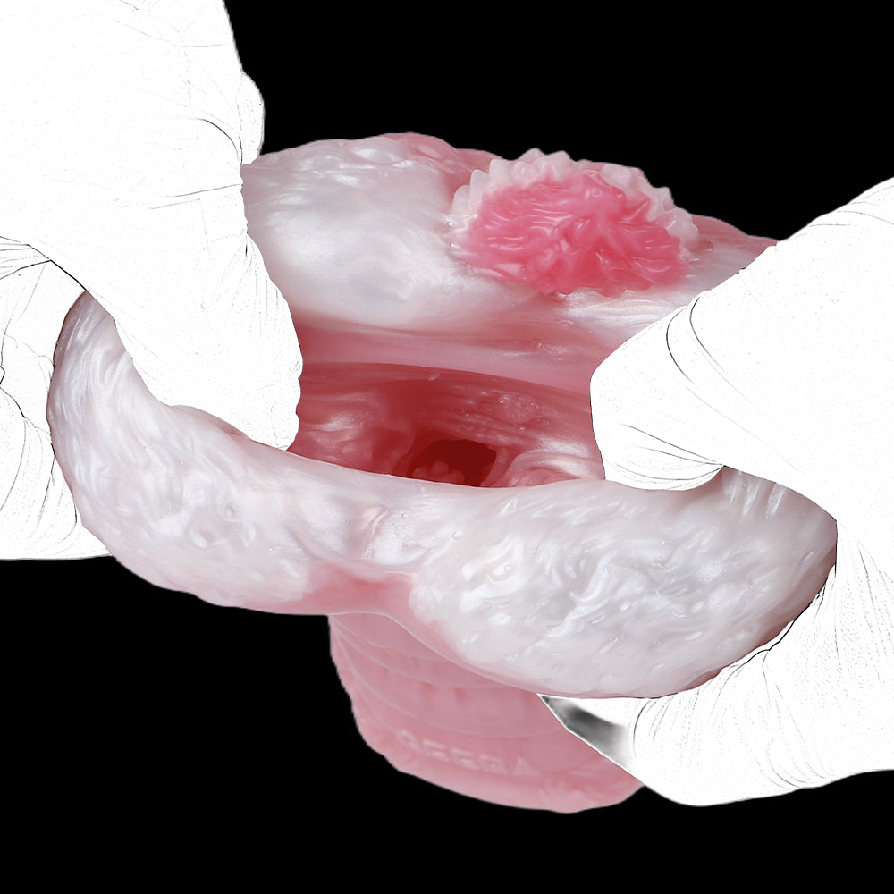 Double-Ended Pocket Pussy Platinum Silicone - Dual Entrance Masturbator mit Vagina-Eingang und Anal-Eingang Pass-Through Design