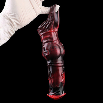 Penis Sleeve 20cm – Ball Knot Fetish Sleeve Ruby Red M/L/XL | SilikonLust