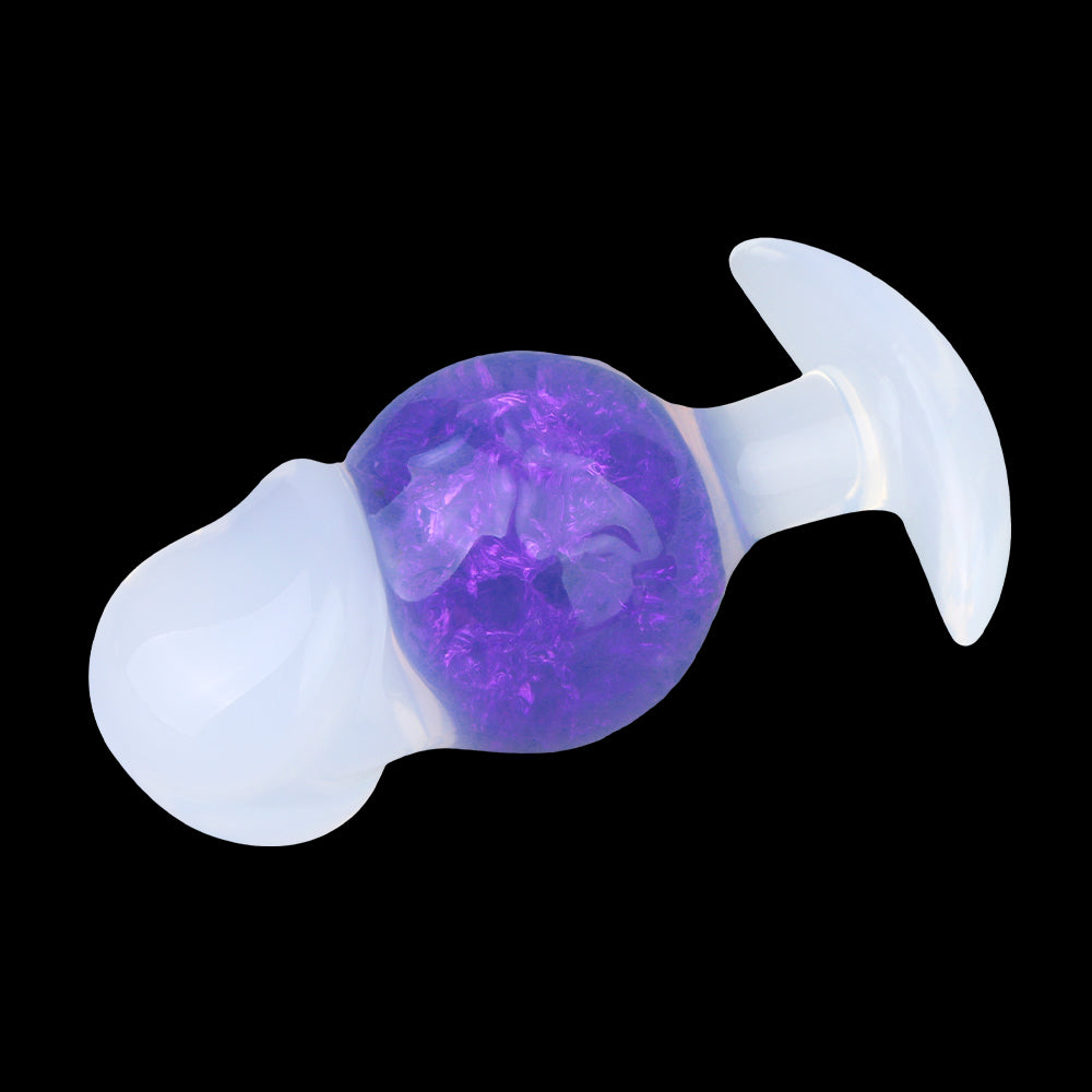 Crystal Strapon Butt Plug – Purple & Pink Pearlescent Fantasy Plug with Bio-Node & Ball Core