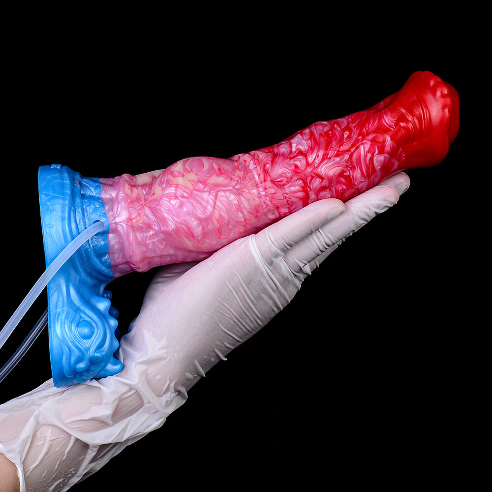 Schlangenkopf & Trägerbar Fantasy Dildo – Squirting Strap-on Dildo mit C-Kurve, Schuppensegment-Textur