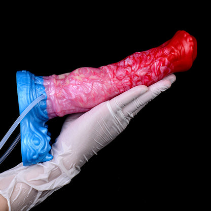 Schlangenkopf & Trägerbar Fantasy Dildo – Squirting Strap-on Dildo mit C-Kurve, Schuppensegment-Textur