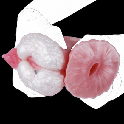 Double-Ended Pocket Pussy Platinum Silicone - Dual Entrance Masturbator mit Vagina-Eingang und Anal-Eingang Pass-Through Design