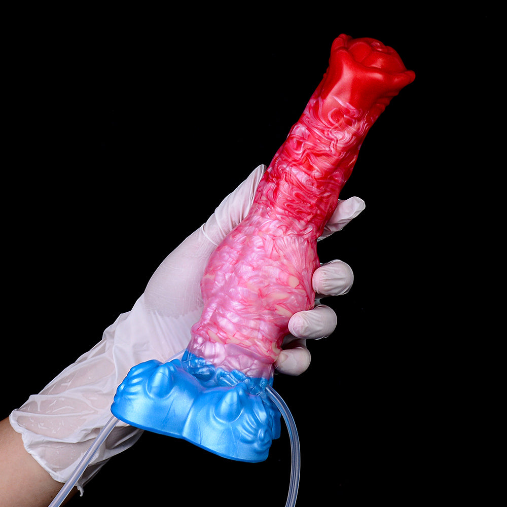 Schlangenkopf & Trägerbar Fantasy Dildo – Squirting Strap-on Dildo mit C-Kurve, Schuppensegment-Textur