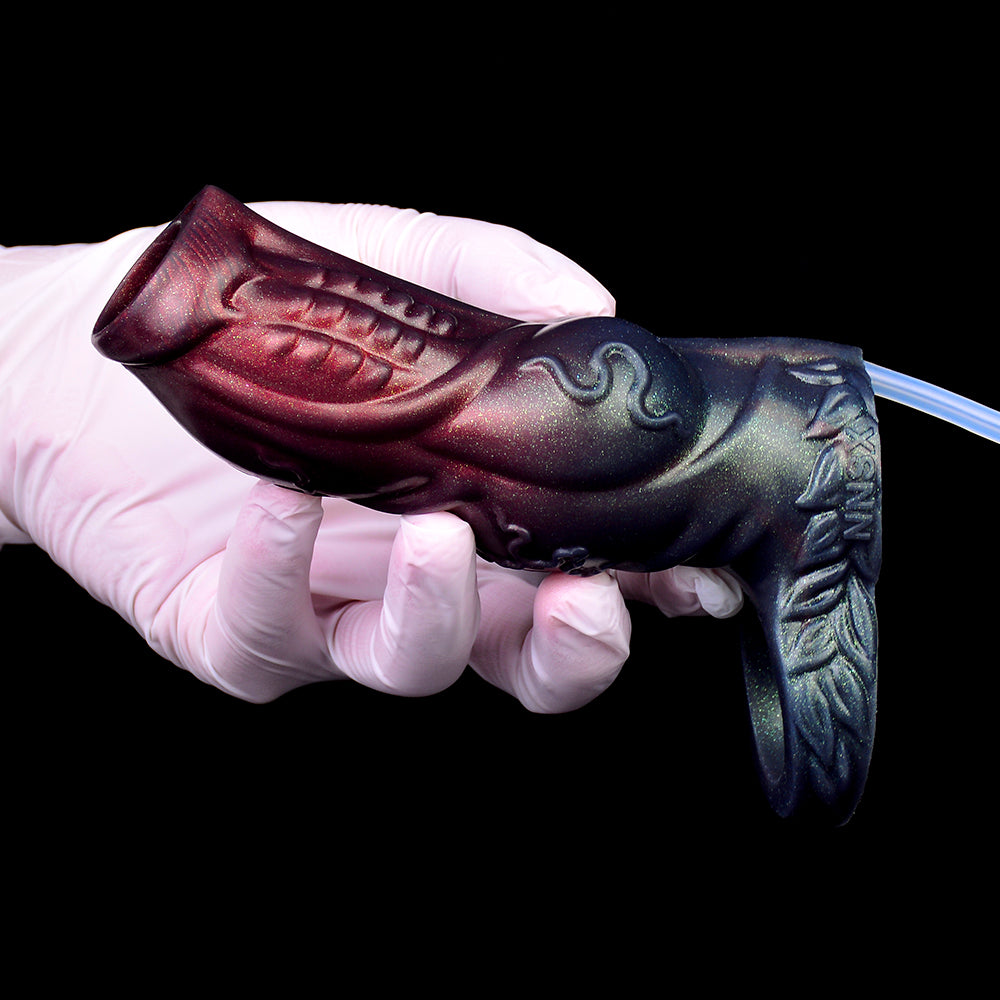 Crimson Starfield Monster Jaw Penis Sleeve – Vine-Engraved Ejaculating Extender for Dark Fantasy | SilikonLust