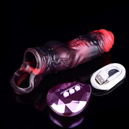 Penis Sleeve Lava Pattern – Vibration, Ball Matrix & Erection Aid | Platinum Silicone | SilikonLust