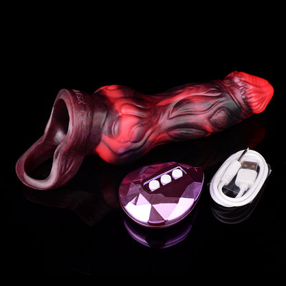 Lava Beast Hyper-Realistic Penis Sleeve Silicone - Inner Wall Open-End Vibration
