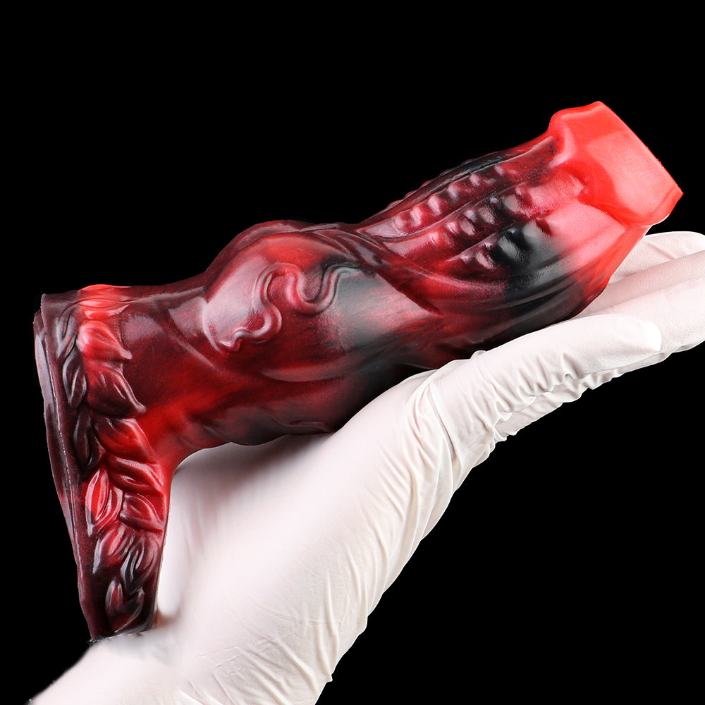 Alien-Biomechanical-Textured Penis Sleeve & Three-Point Fixation – Micropenis Sleeve in Lava Armor