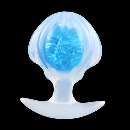 Analplug Kristall Fächermuschel – Gemstone-Core, 8 Rippen & Mondsichel-Basis | Platin-Silikon | SilikonLust