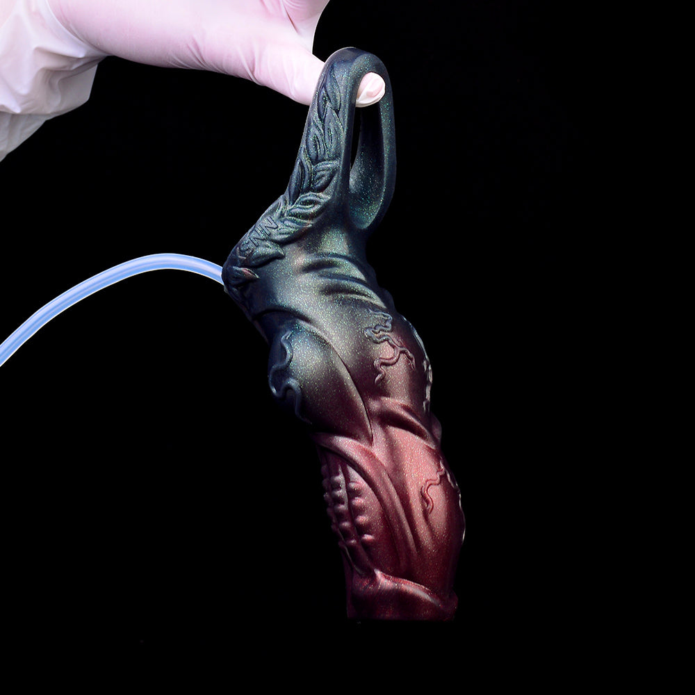 Crimson Starfield Monster Jaw Penis Sleeve – Vine-Engraved Ejaculating Extender for Dark Fantasy | SilikonLust