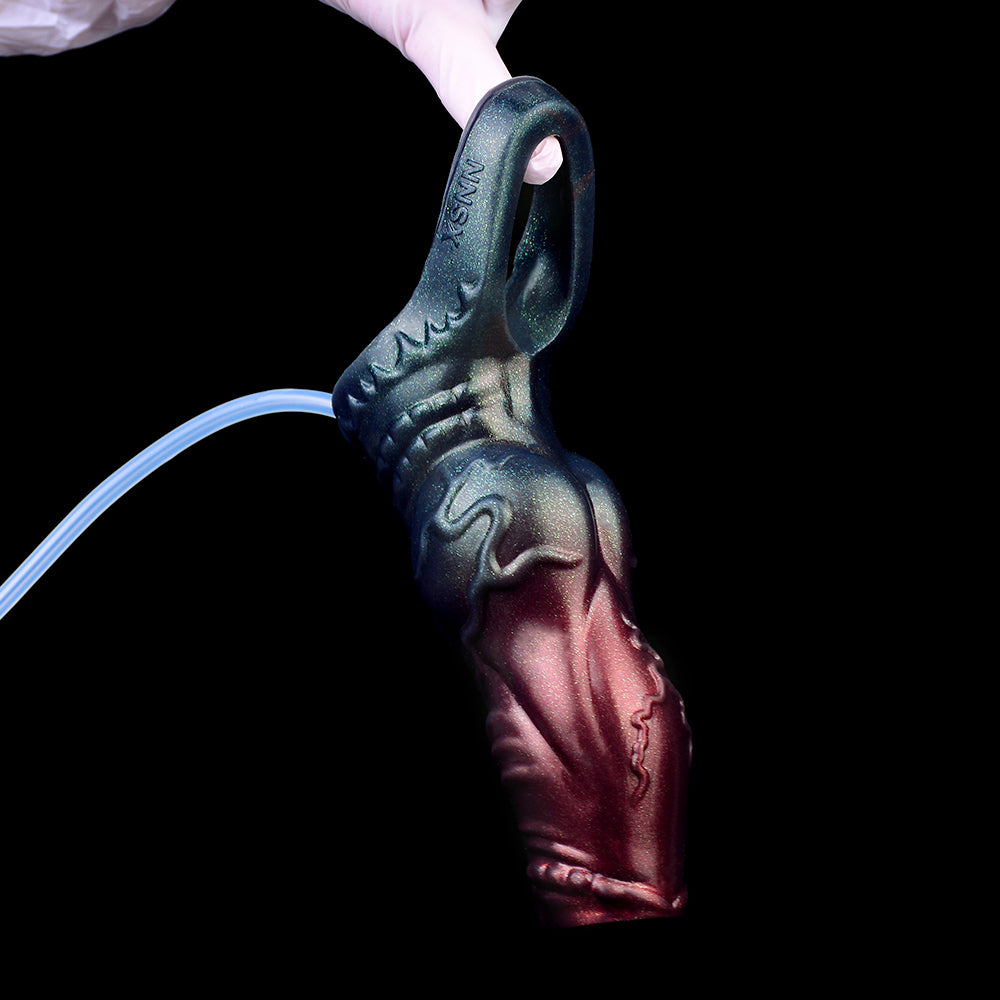 Offene Spitze & Spritzend Penis Sleeve – Squirting Hollow Sleeve mit Dreifarb-Metallperlglanz