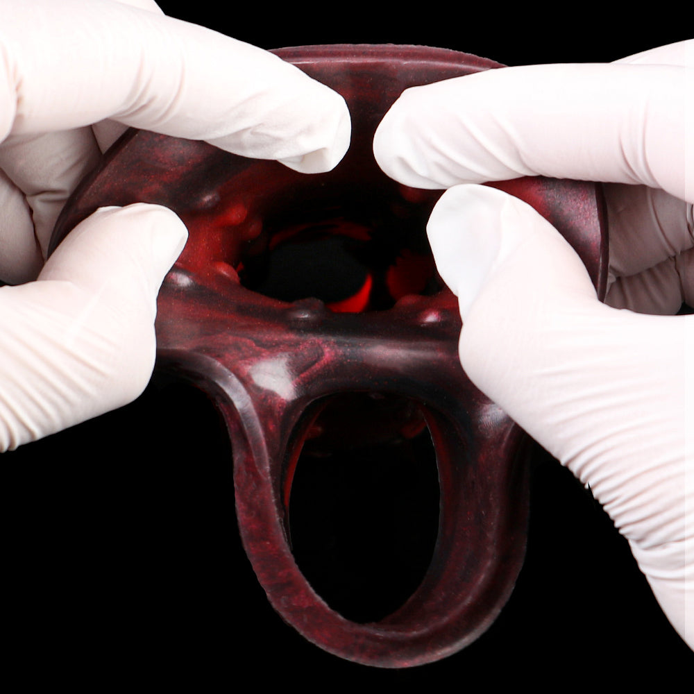 Alien-Biomechanical-Textured Penis Sleeve & Three-Point Fixation – Micropenis Sleeve in Lava Armor
