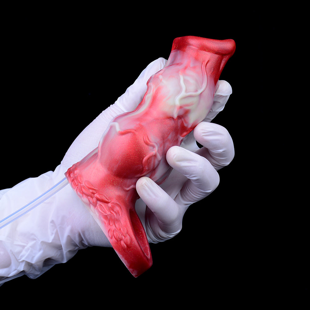 Fleshy Blood Vein Penis Sleeve | Platinum Silicone Red Marble Cock Sleeve with Blood Vessel Marble Casting