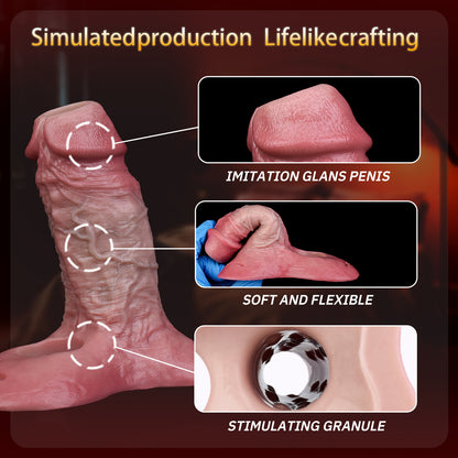 Realistic Hollow Cock Sleeve made of Liquid Silicone – Dual-Use Penis Extender with Stimulating Nubs for Couples