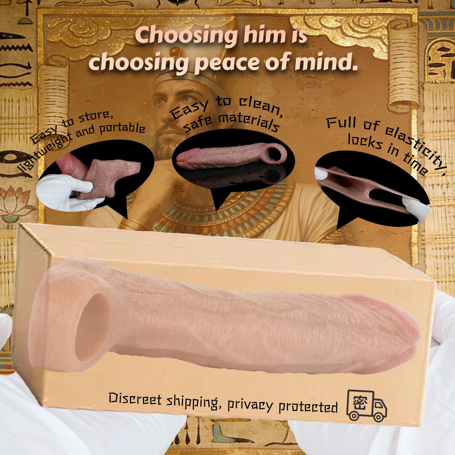 Cock Sleeve Ultra-Realistic Vein Texture – Soft Silicone Penis Extender with Open Base