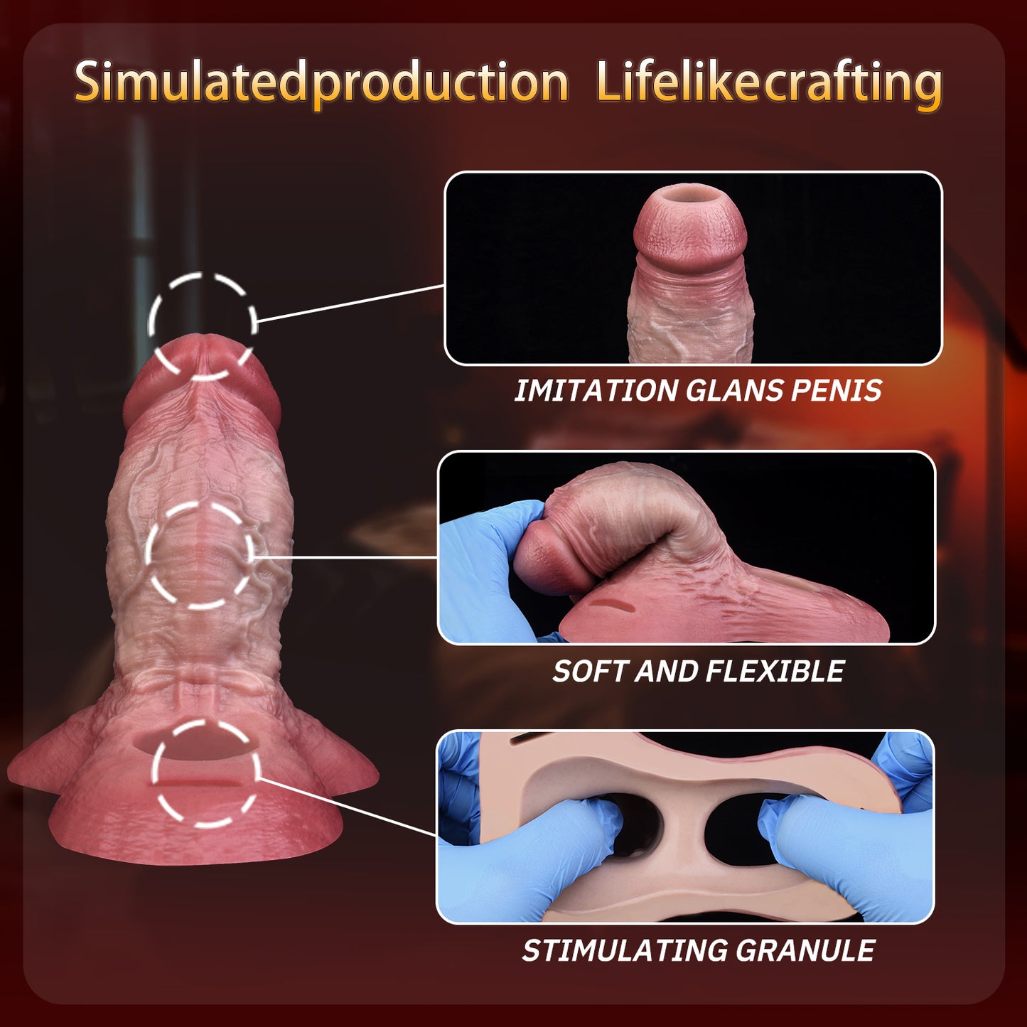 Anatomischer Wearable Dildo Sleeve aus Liquid Silicone – Open Tip Cock Sleeve mit Dreifach-Öffnung für druckfreies Strap-on-Enhancement