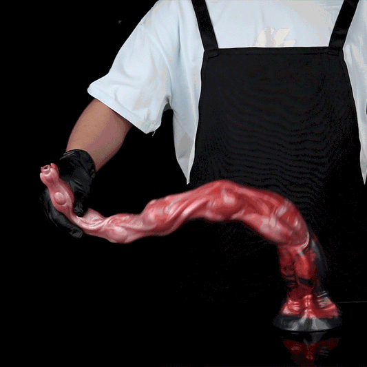 Abgrund-Fantasy Long Dildo – Korallenrot & Cremewolken, Bioenergie-Muskeltextur, HD-Kamera & Saugnapf aus Platin-Silikon