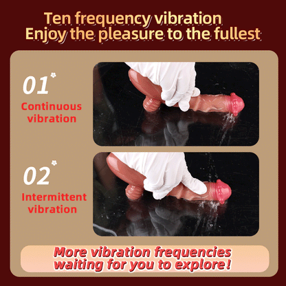 Heated Vibrating Dildo with Testicles | Platinum Silicone | 10 Vibration Modes