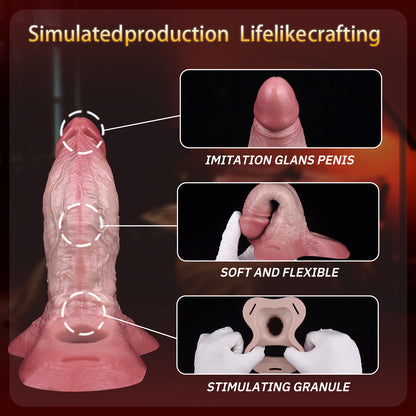Realistischer Silikon Dildo mit Ring – Wearable Dildo mit Hollow Design und Leder-Harness für kontrollierten Strap-on-Einsatz
