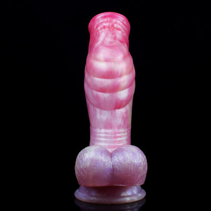 Schimmernder Glitzer-Dildo | Platinum Silicone Dildo mit Perlmutt-Farbverlauf, Spiralmuskel-Schaft