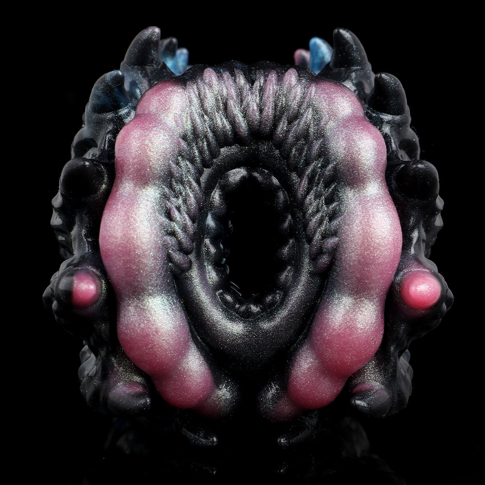 Tight Pocket Pussy Platinum Silicone - Monster Fantasy Stroker with Spiral Entrance and Pearlescent Tri-Coloring
