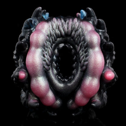 Tight Pocket Pussy Platinum Silicone - Monster Fantasy Stroker with Spiral Entrance and Pearlescent Tri-Coloring
