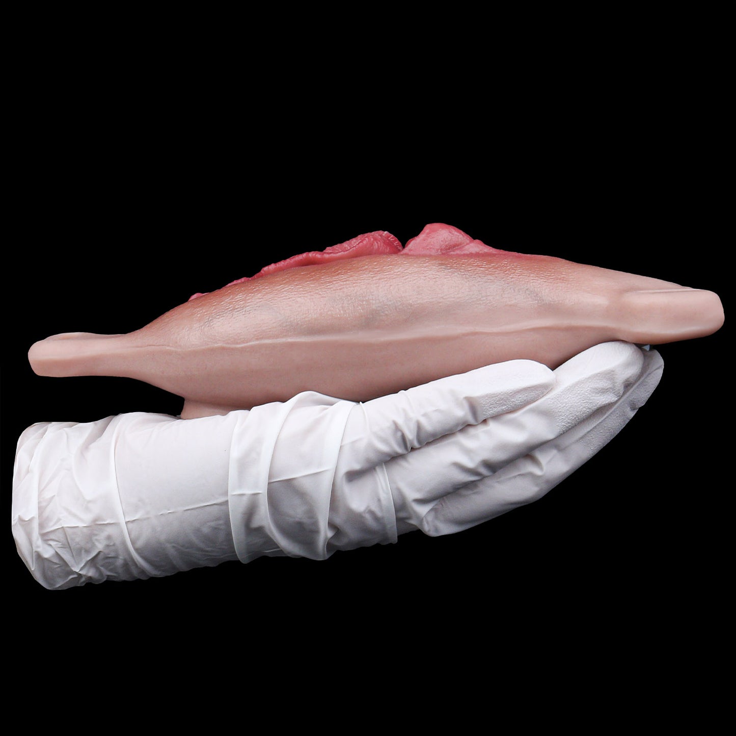 Vagina-Prothese mit Organischer Reliefstruktur & Vibration – Dunkler Hautton, Unregelmäßige Noppen & Platin-Silikon für Frauen & Paare