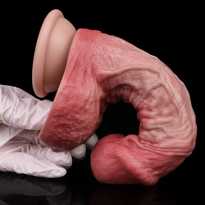 Gradient Fantasy Dildo Luxurious Silicone - Dildo with Three-Color Gradient and Prominent Testicles