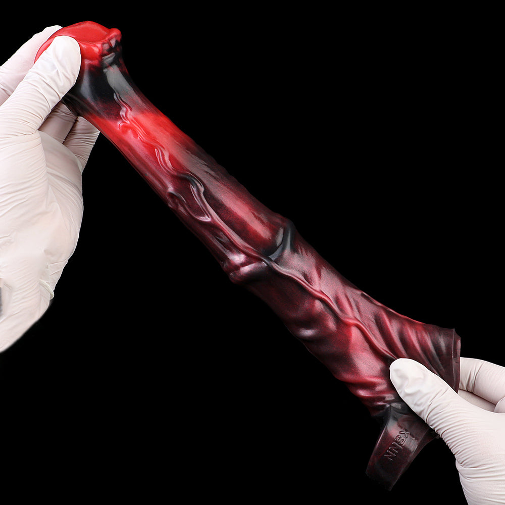 Inferno Beast: Rot-Schwarze Penishülle für Maximale Vergrößerung & Ausdauer