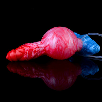 Feuerflammen Eisgletscher Fantasy Dildo - Aufblasbarer Knot Schuppentextur Injizierend for Kontrollierte Extremdehnung
