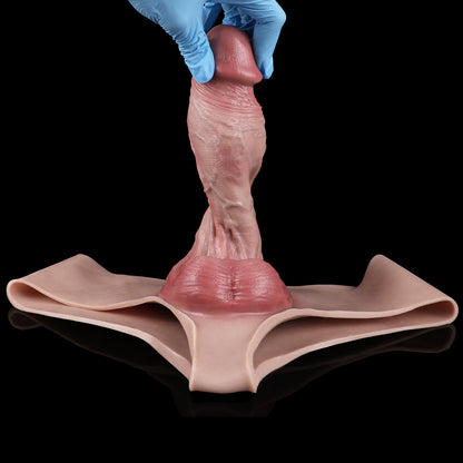 Realistic Cock Sleeve Panty Platinum Silicone - Wearable Penis Enhancement Strap-On with Anatomical Glans and Integrated Cavity