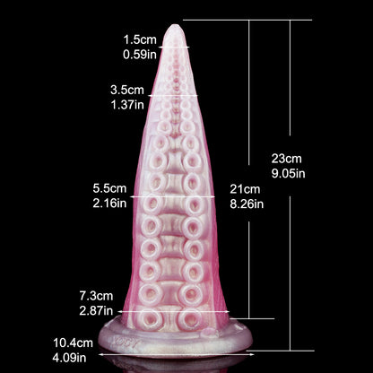 Tauche ein in ein Meer der Lust: Der magische Oktopus Tentakel Dildo mit Saugfuß (Perlmutt-Rosa)