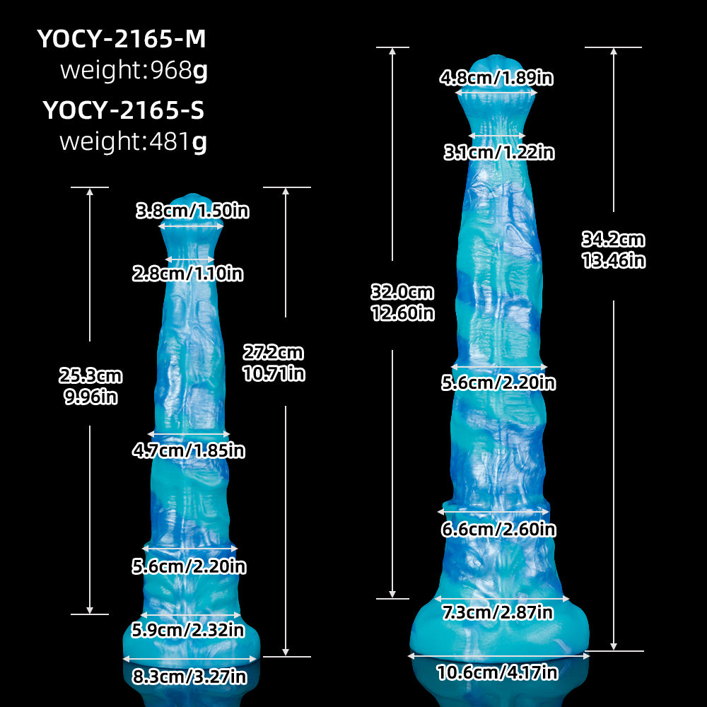 Alien Dildo Eisblau Platinsilikon-Spiralschaft mit Squirt-Funktion | SilikonLust