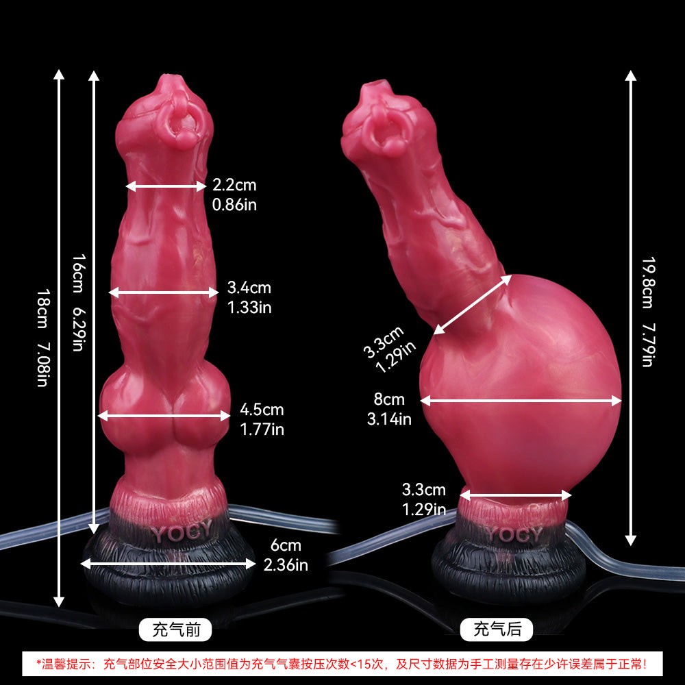 Flowing Contour Dildo Silicone - Creature Form Fist Tip Inflatable Base Knot Squirt Handsfree