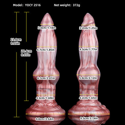 Fantasy Dildo Roségold Marmor – Aufblasbar & Größenverstellbar, Gestufte Kugelstruktur & Starker Saugnapf