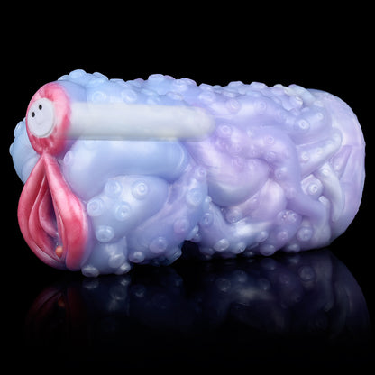 Vibrating Dual-Entrance Stroker with Tentacle Design – USB Vibrating Masturbator made of Platinum Silicone for Intense Fantasy Stimulation