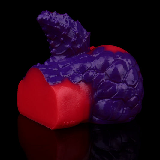 Drachenmädchen Pocket Pussy – Doppelkanal Vaginal & Anal, Karminrot-Violett Drachenschuppen-Design aus Platin-Silikon