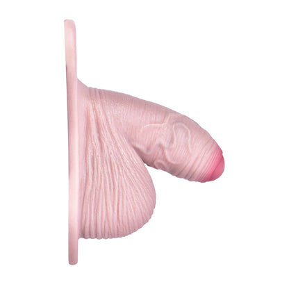 Peniskäfig mit Vorhaut & Spiralfalten – Babyrosa, Harnöffnung & Zwei Harness-Varianten aus Platin-Silikon