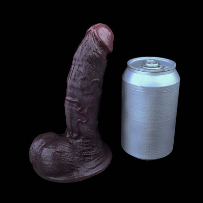 BBC Dildo Purple-Black – Mushroom-head glans, wide corona, massive dual balls, parallel main veins & curvy shaft made of dual-layer platinum silicone